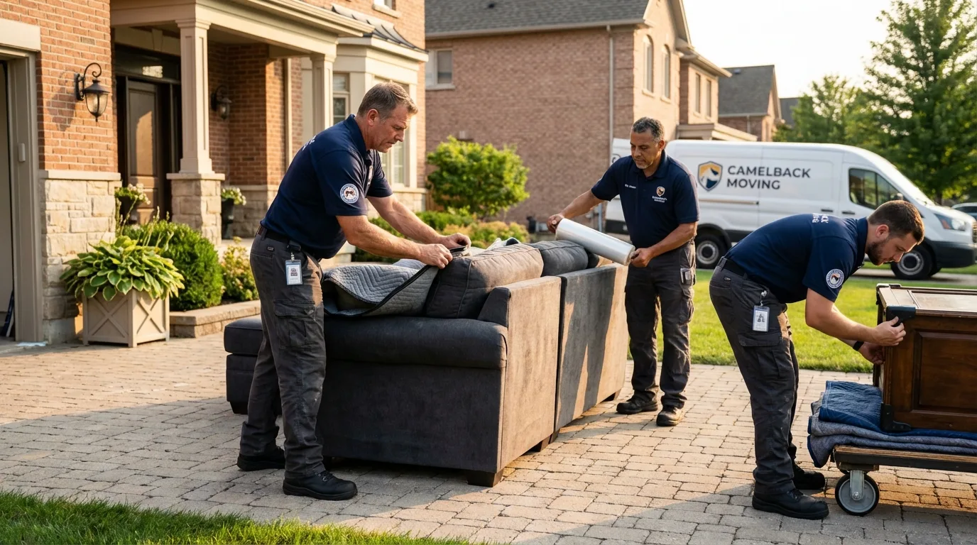 Large estate moving crew wrapping furniture in Ripon, CA